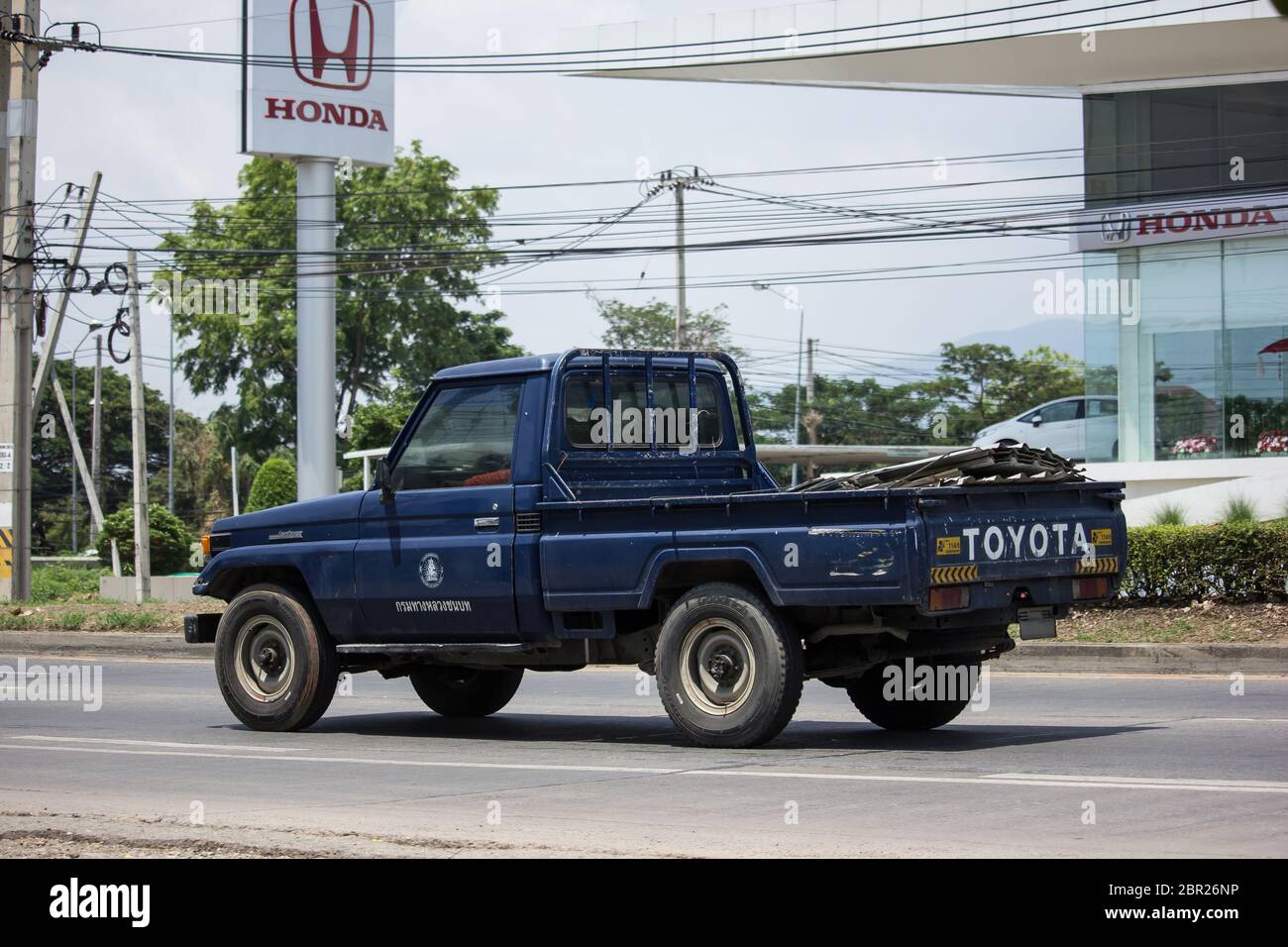 Chiangmai, Thailand -  May 1 2020: Private car, Toyota Land Cruiser.  On road no.1001, 8 km from Chiangmai city. Stock Photo
