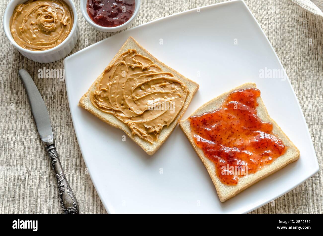 Sandwich with peanut butter and strawberry jelly Stock Photo Alamy