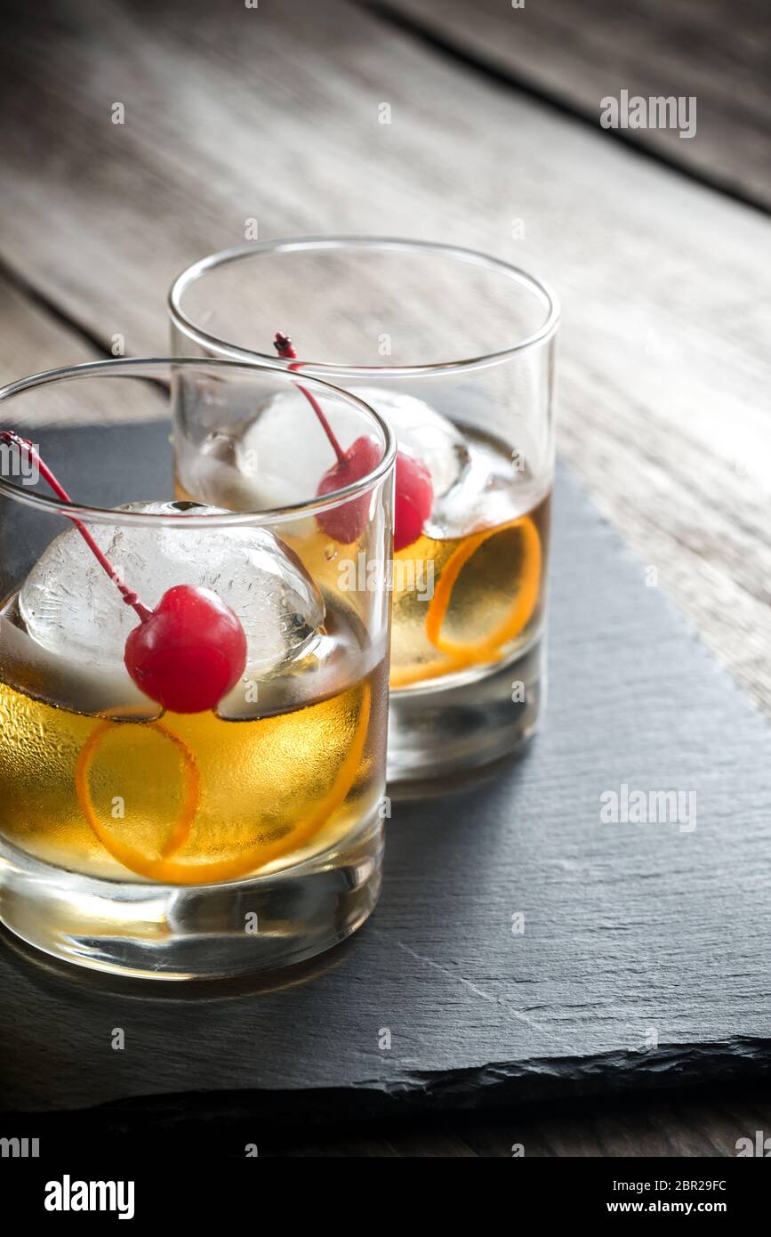 Old Fashioned Cocktails Stock Photo Alamy