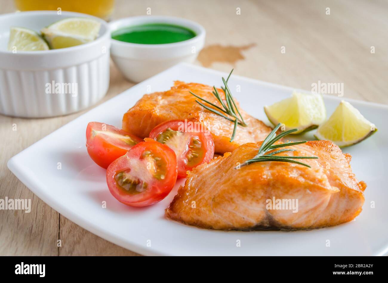 Roasted salmon steak Stock Photo - Alamy
