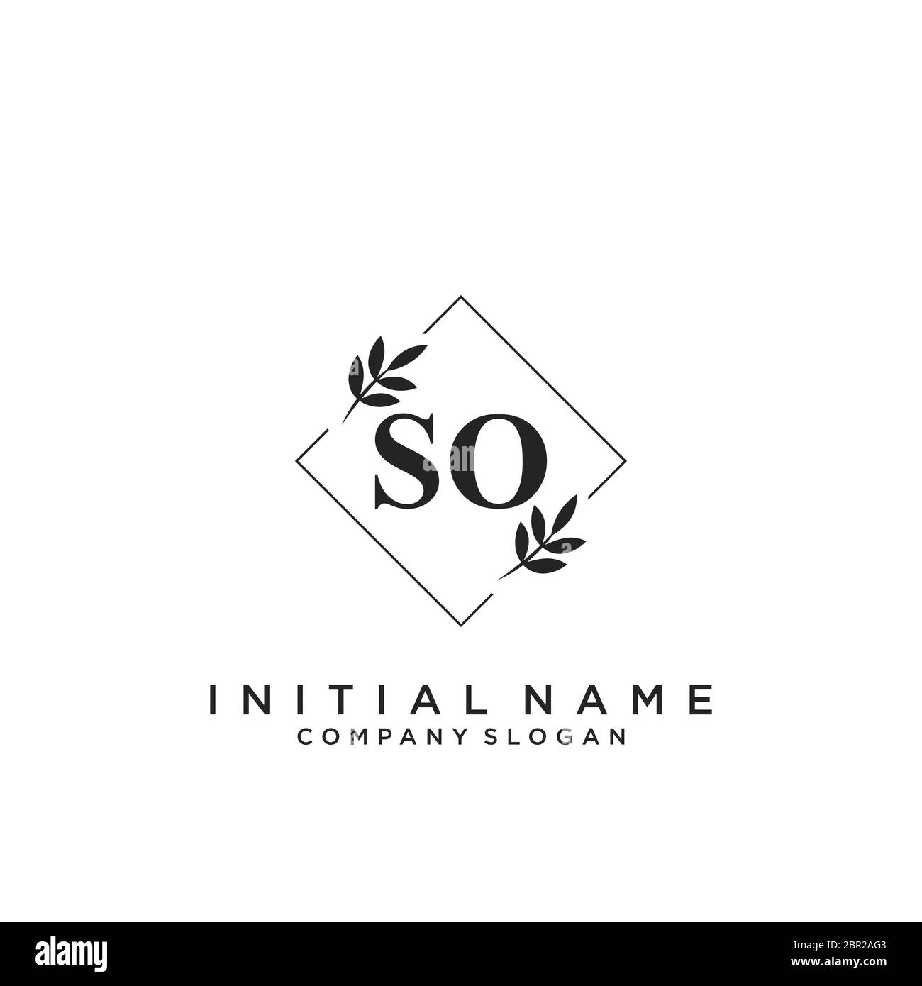 Initial SO beauty monogram and elegant logo design Stock Vector