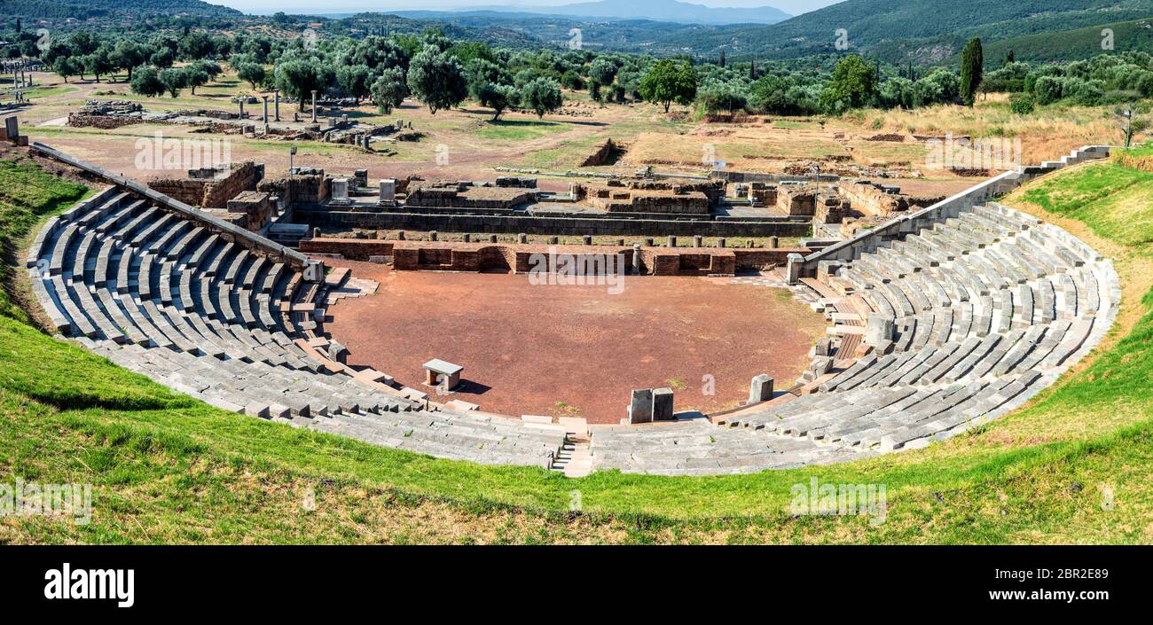 Amazing view to large amphitheatre in ancient Messini archaeological ...