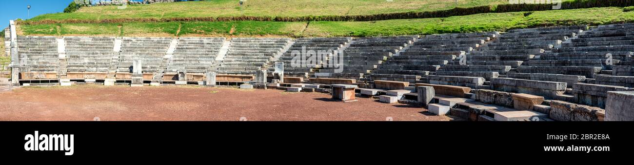 Amazing view to large amphitheatre in ancient Messini archaeological ...