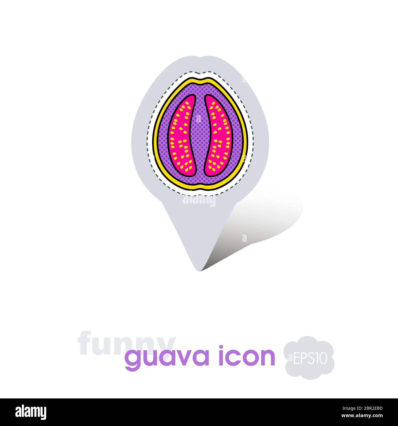 Guava pin map icon. Guava tropical fruit sign. Map pointer. Map markers ...