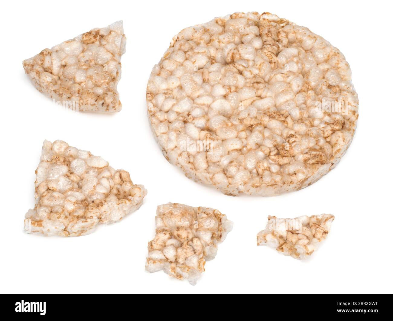 Puffed rice bread isolated on white background, diet crispy round rice ...