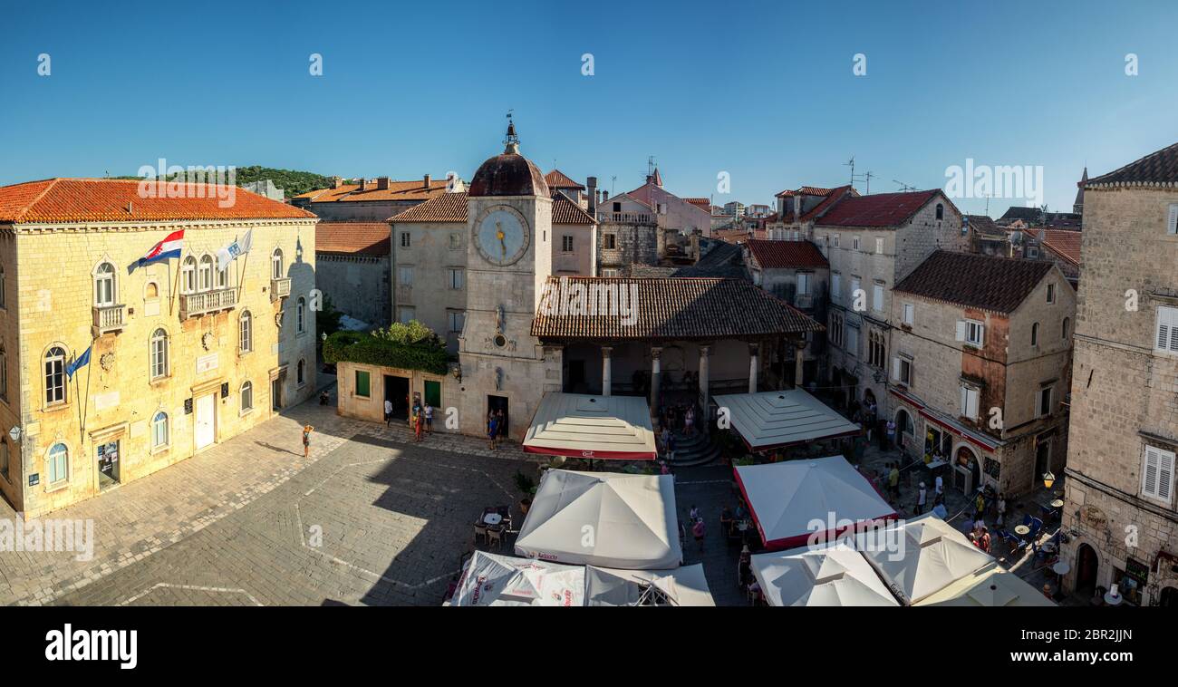 Panoramic view of the main square of Trogir, Croatia Stock Photo