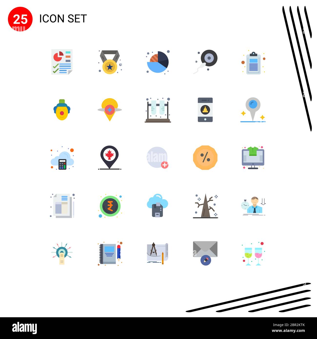 Stock Vector Icon Pack of 25 Line Signs and Symbols for education, check, business, bio, fertilization Editable Vector Design Elements Stock Vector
