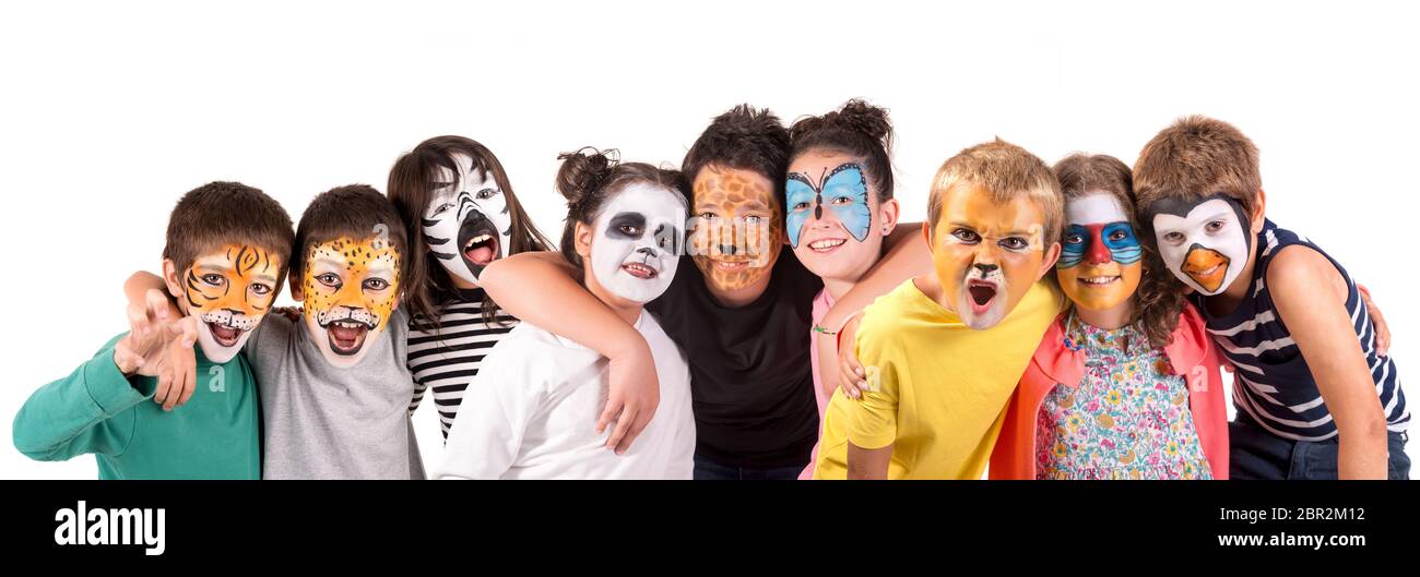 Kids with face-paint stock image. Image of laughing, childhood - 46085791