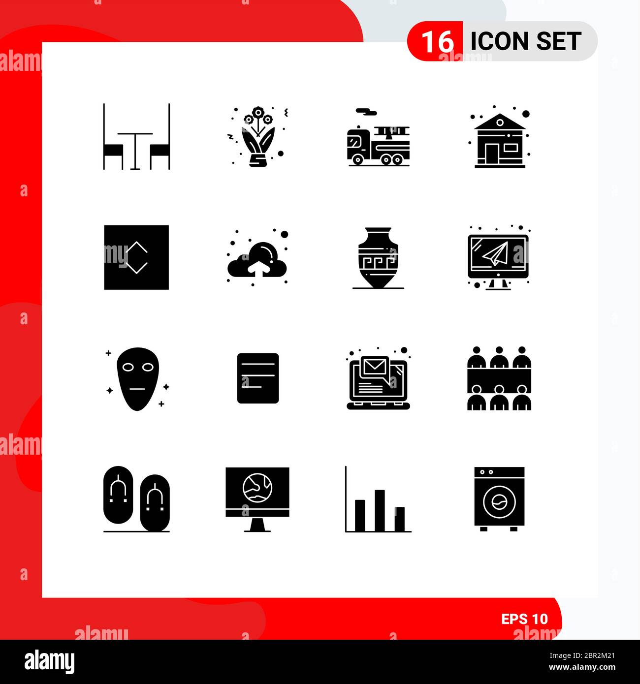 Universal Icon Symbols Group of 16 Modern Solid Glyphs of up, square, quad, enlarge, house Editable Vector Design Elements Stock Vector