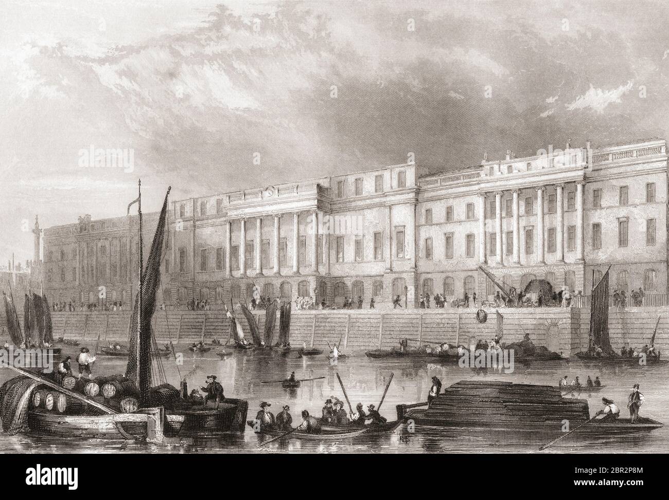 The Custom House, London, England, 19th century.  From The History of London: Illustrated by Views in London and Westminster, published c.1838. Stock Photo
