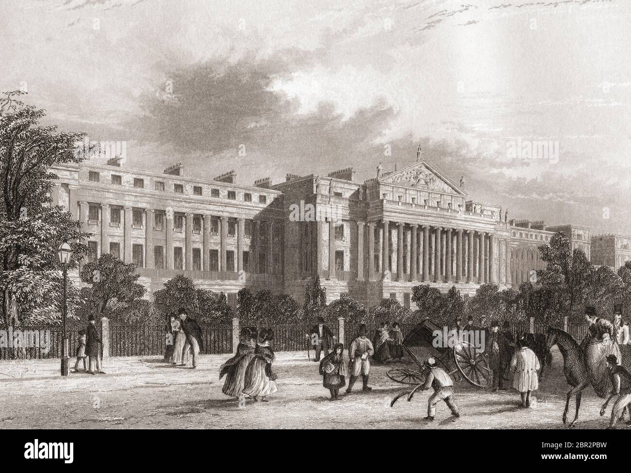 Cumberland Terrace, Regent's Park, London, England, 19th century.  From The History of London: Illustrated by Views in London and Westminster, published c.1838. Stock Photo