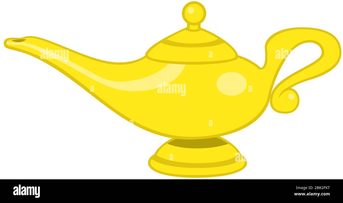 genie lamp magic golden illustration Stock Photo - Alamy