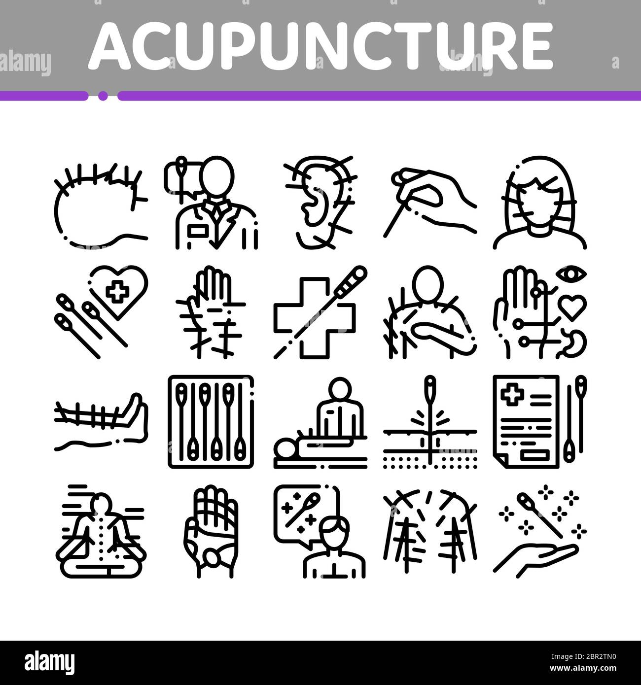 Acupuncture Therapy Collection Icons Set Vector Stock Vector Image ...