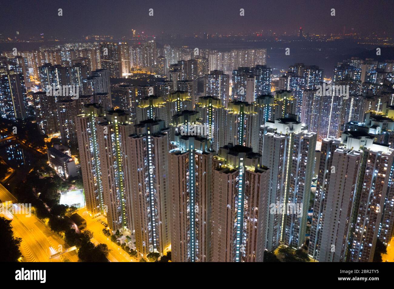 Hong Kong tall building at night Stock Photo - Alamy