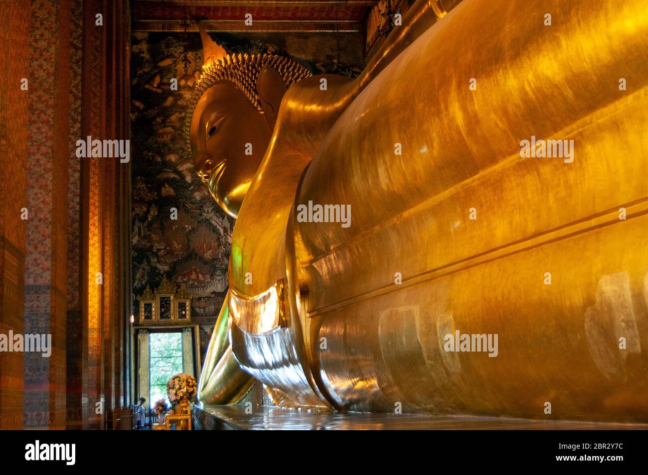 The Temple of the Reclining Buddha, in Bangkok. Stock Photo