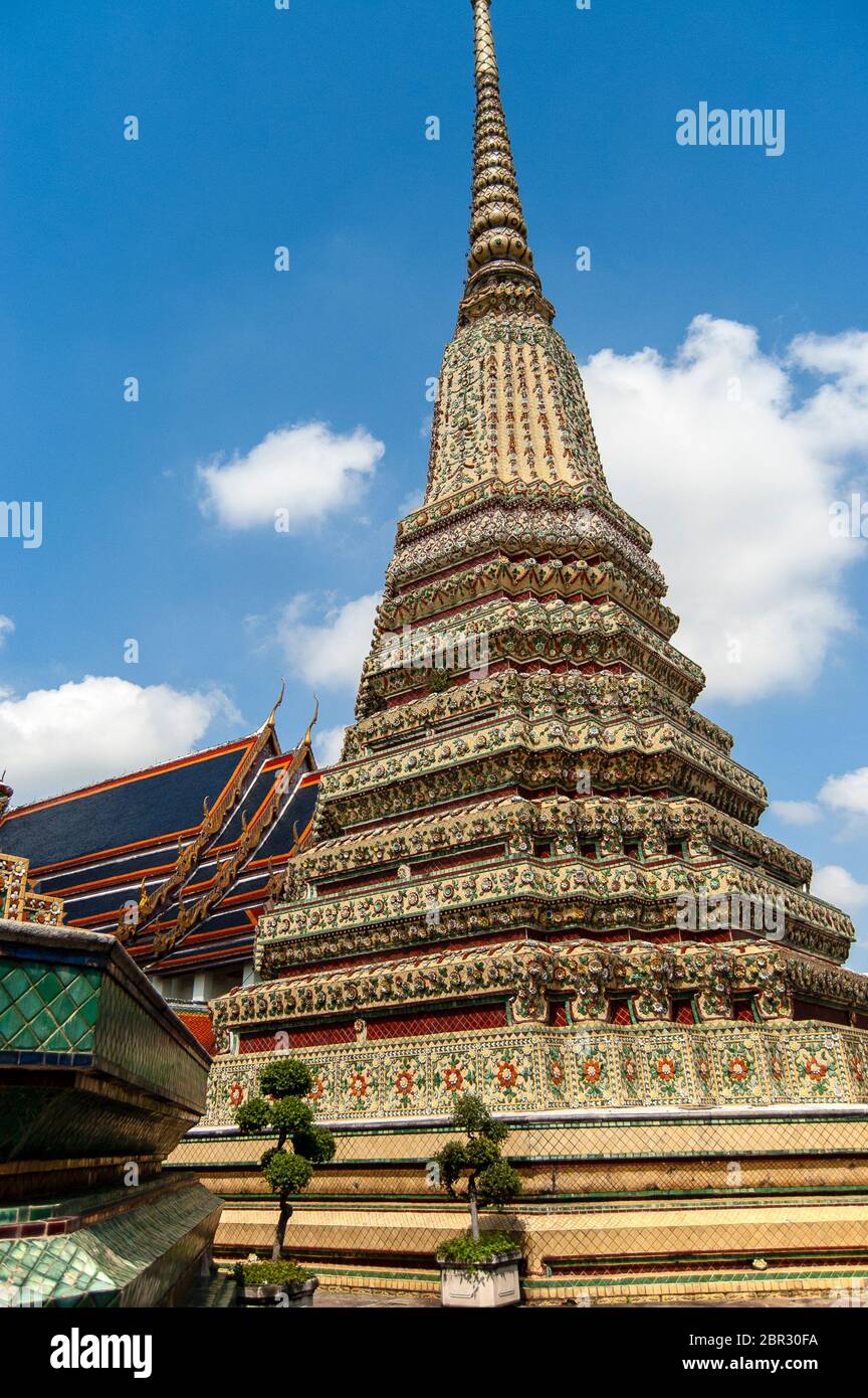 The Temple of the Reclining Buddha, in Bangkok. Stock Photo