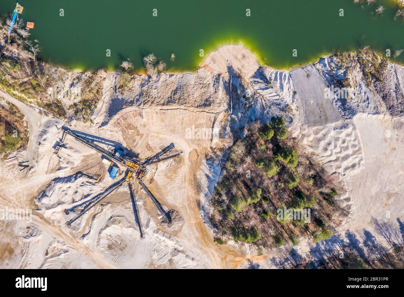 Aerial view to the open mine Stock Photo