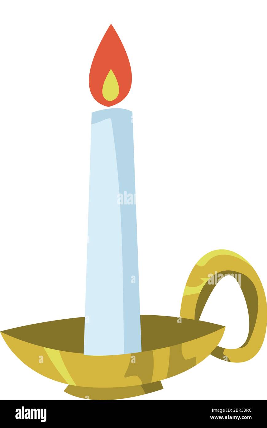 candlestick candle vintage holder fire burn wax glow illustration Stock