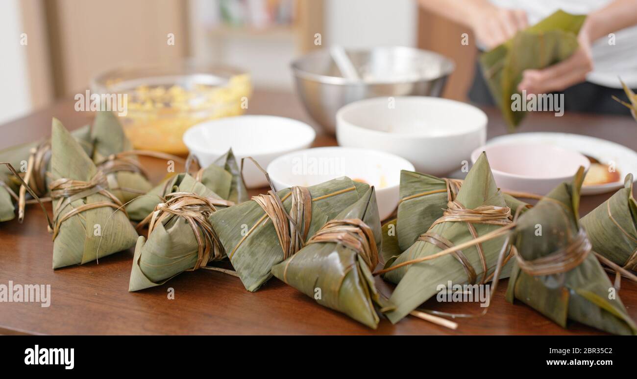 Making of rice dumpling at home Stock Photo - Alamy