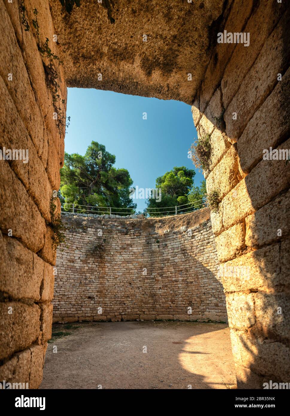 View of the Tholos Tomb of Aegisthus at the archaeological site of Mycenae in Peloponnese, Greece Stock Photo