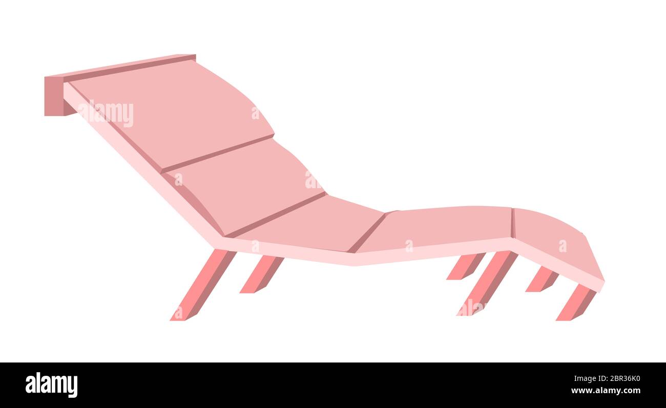 Deck chair for garden and terrace isolated on white background. Vector flat cartoon illustration