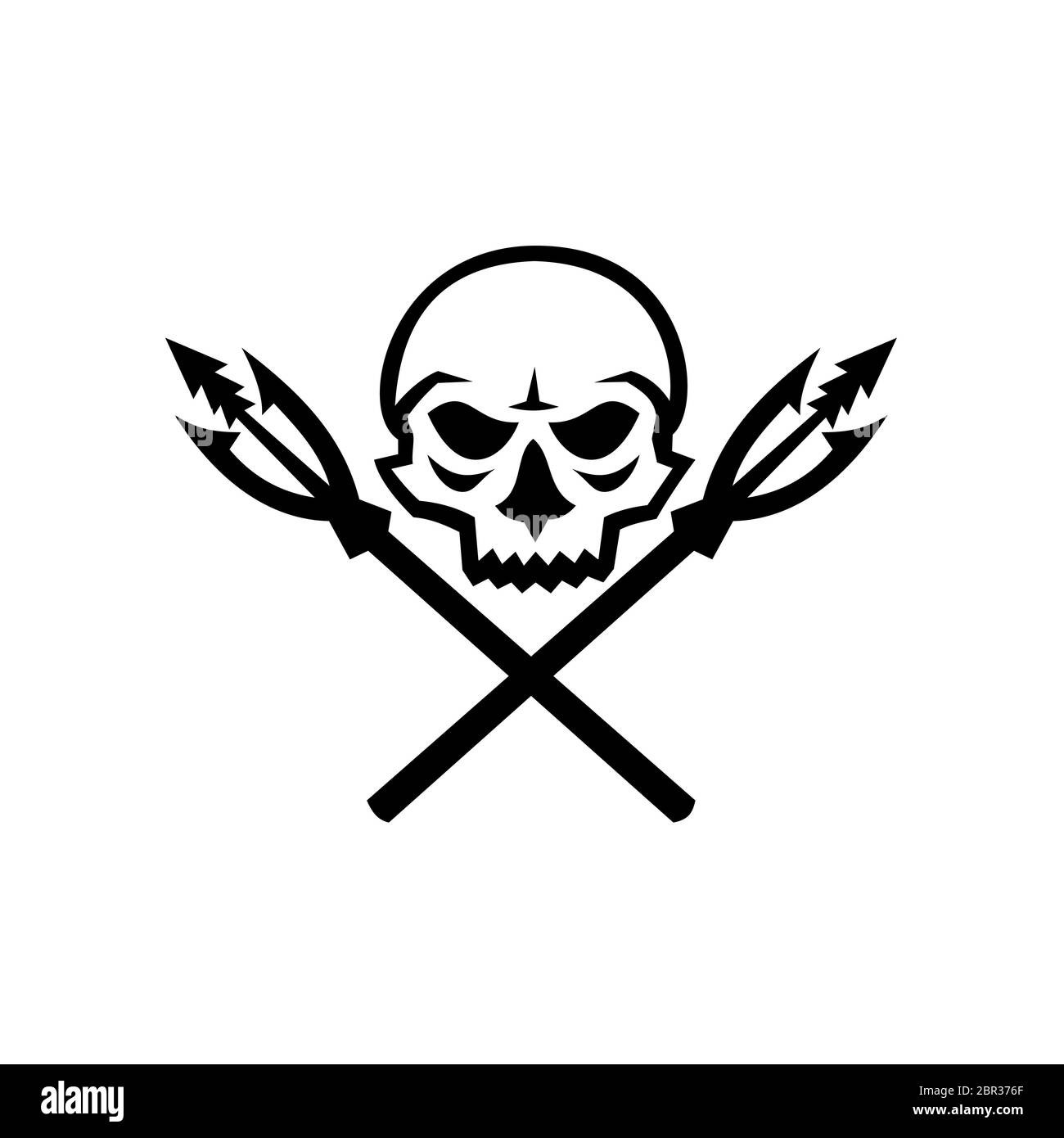 crossed fish hooks & skull Crossed fishing hook Black and White Stock Photos & Images