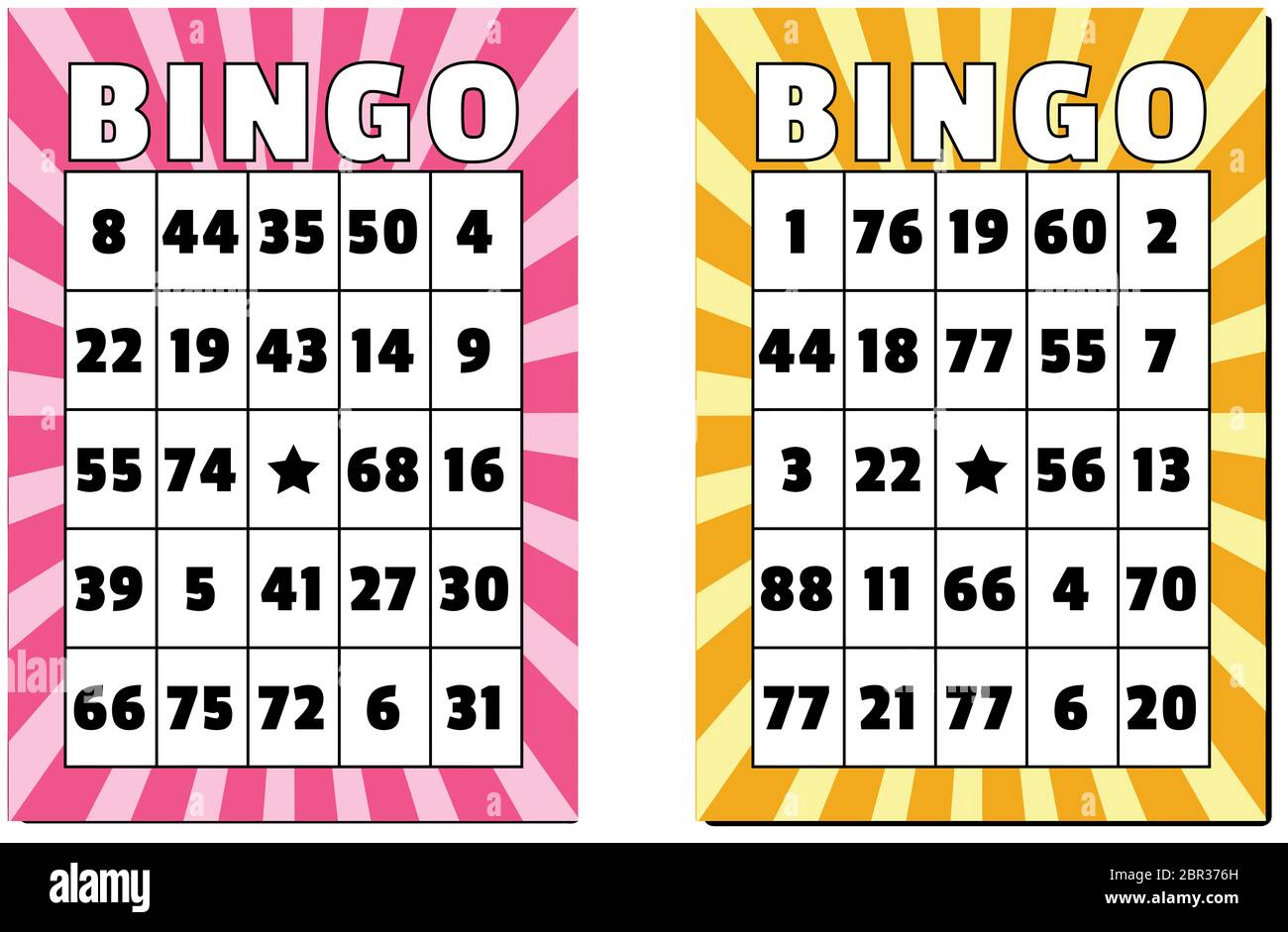 bingo card numbers gambling activity luck illustration colorful