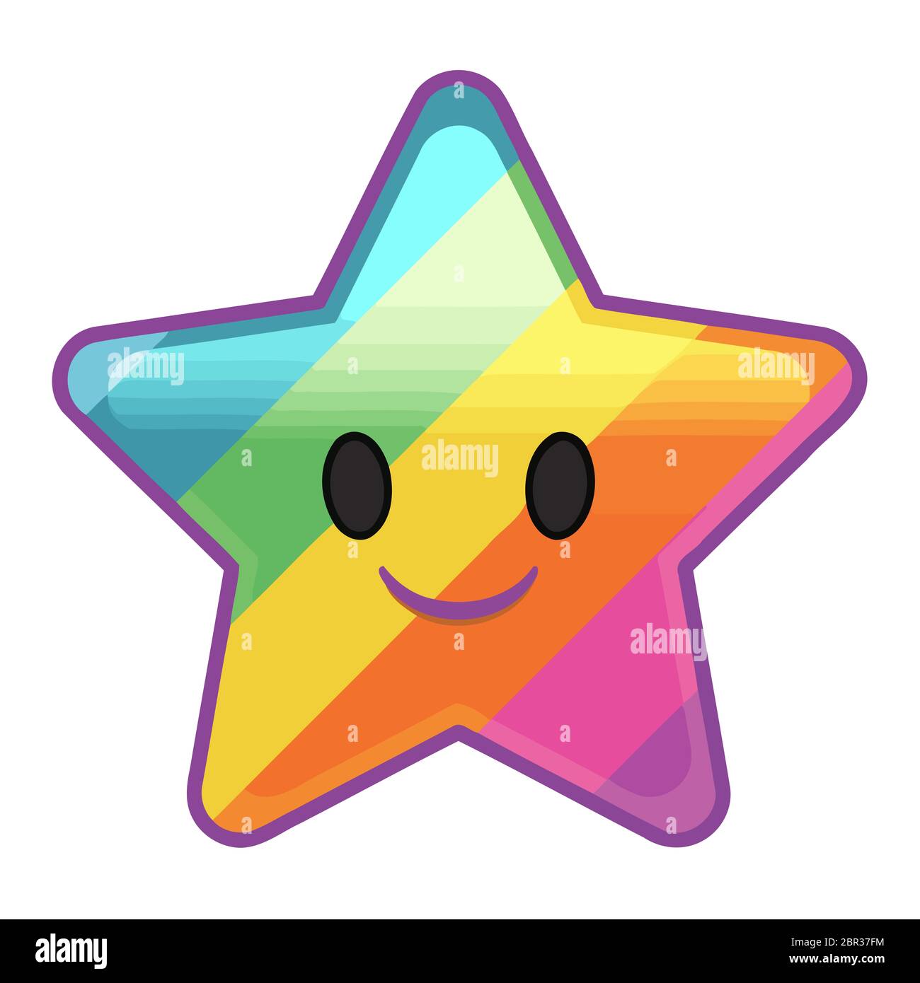rainbow colors star shape face happy illustration Stock Photo