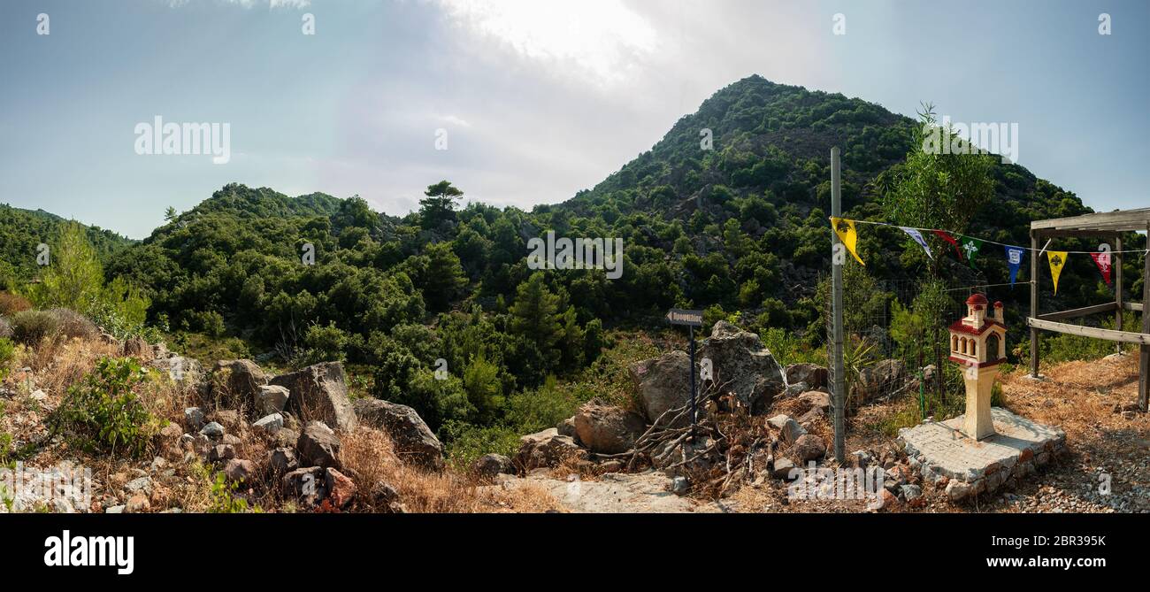 Beautiful landscape on volcanic part of peninsula of Methana on ...