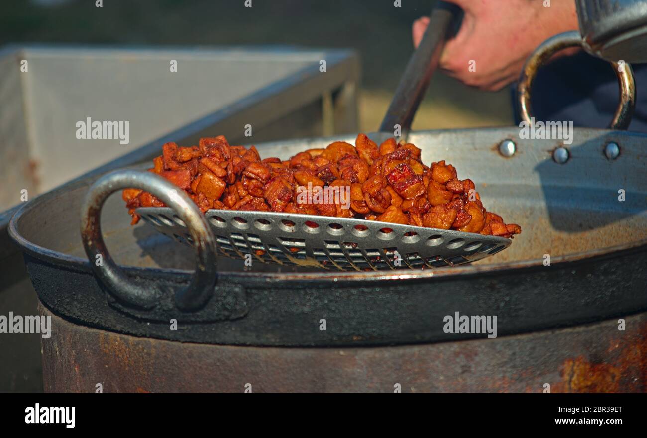 Cooking Pork Rind Freshly made crackling, well-browned, crisp rind of roasted pork Stock ...