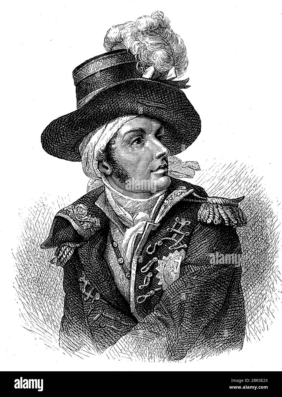 François de Charette, April 21, 1763 - executed on 29 February 1796 was a French naval officer and a leader of the army catholique et royale de Vendee during the uprising there in the years 1793-1796  /  Francois Athanase de Charette de la Contrie, 21. April 1763  - hingerichtet am 29. Februar 1796, war ein französischer Marineoffizier und einer der Anführer der Armee catholique et royale de Vendee während des dortigen Aufstandes in den Jahren 1793 bis 1796, Historisch, historical, digital improved reproduction of an original from the 19th century / digitale Reproduktion einer Originalvorlage Stock Photo