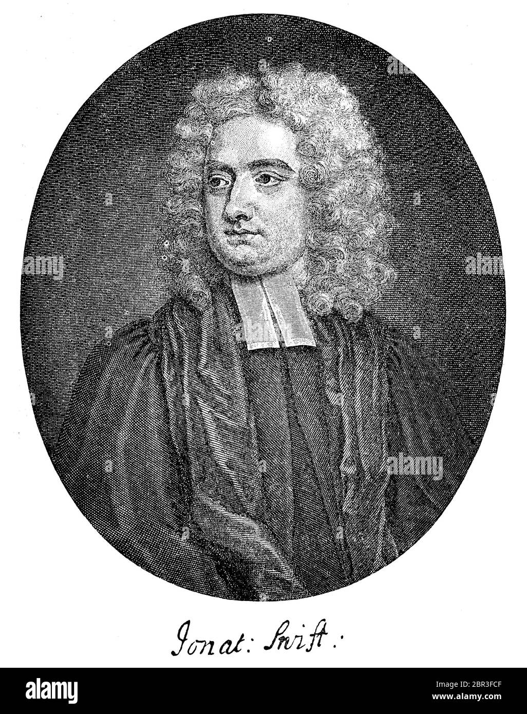 Jonathan Swift, November 30, 1667 - October 19, 1745, was an Irish writer and satirist of the early Enlightenment  /  Jonathan Swift, 30. November 1667 - 19. Oktober 1745, war ein irischer Schriftsteller und Satiriker der frühen Aufklärung, Historisch, historical, digital improved reproduction of an original from the 19th century / digitale Reproduktion einer Originalvorlage aus dem 19. Jahrhundert, Stock Photo