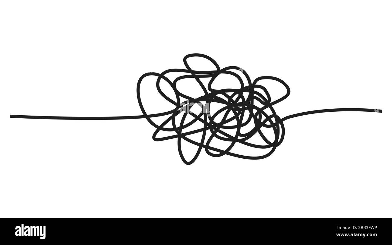 Isolatated black rope with knots Confusion concept Stock Photo Alamy