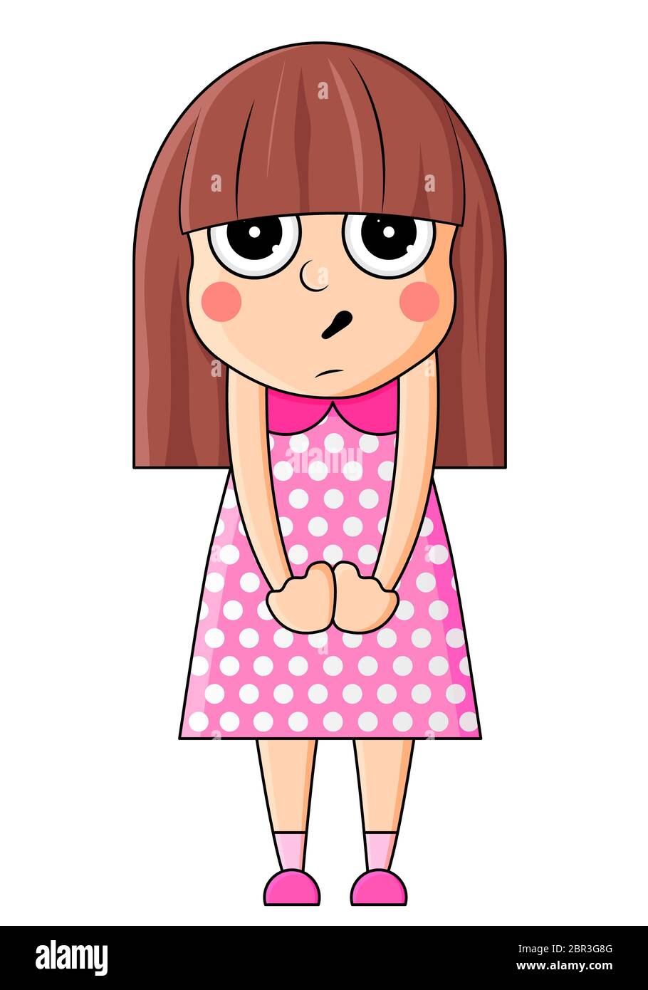 Beautiful girl kawaii vector illustration. Brunette little surprised girl character illustration Stock Photo - Alamy Beautiful girl kawaii vector illustration. Brunette little surprised girl character illustration Stock Photo - Alamy