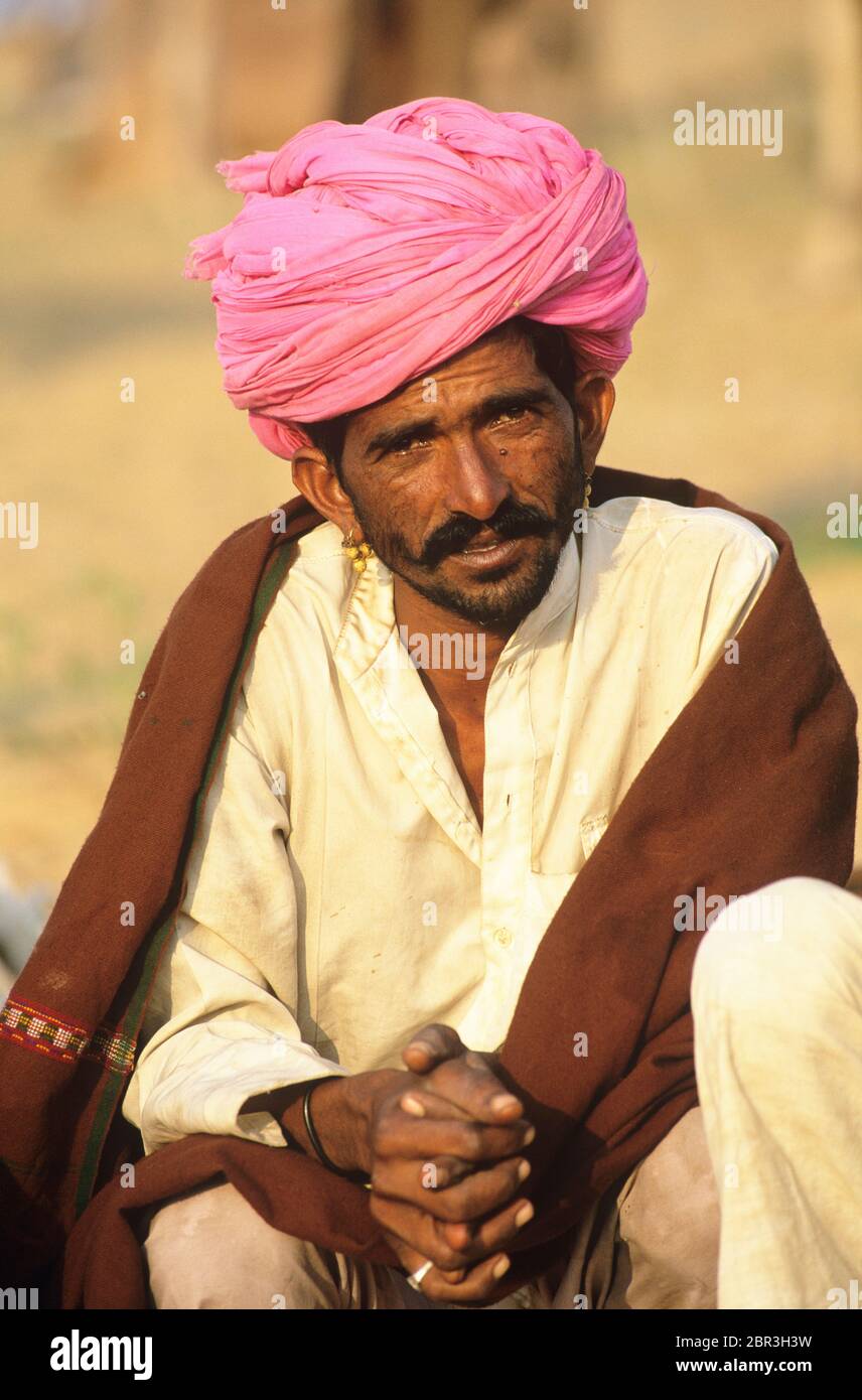 Rajasthani Man dressed in Traditional Clothing at the Pushkar Camel