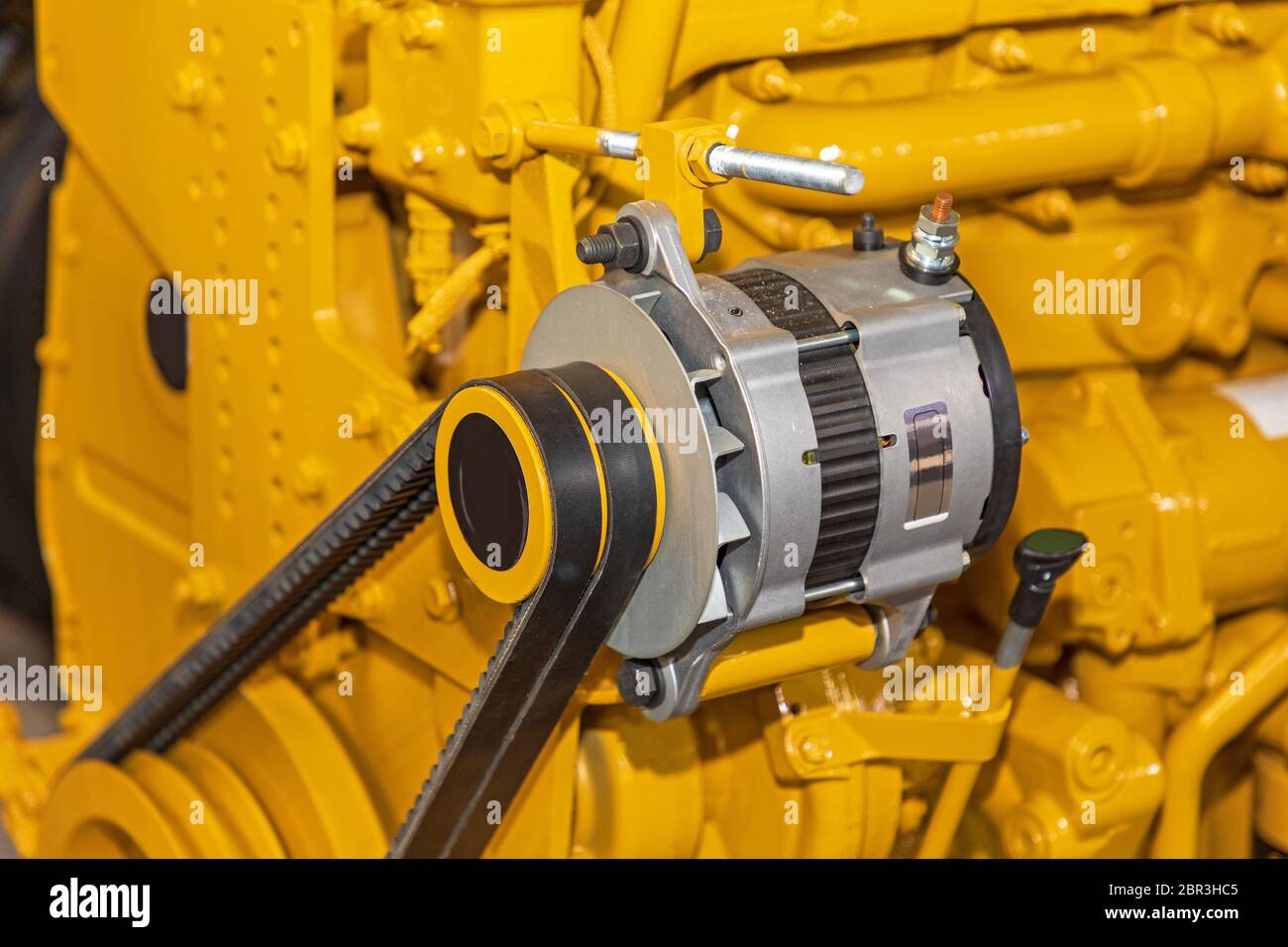 Electric Alternator Belt and Pulley at Big Engine Stock Photo Alamy