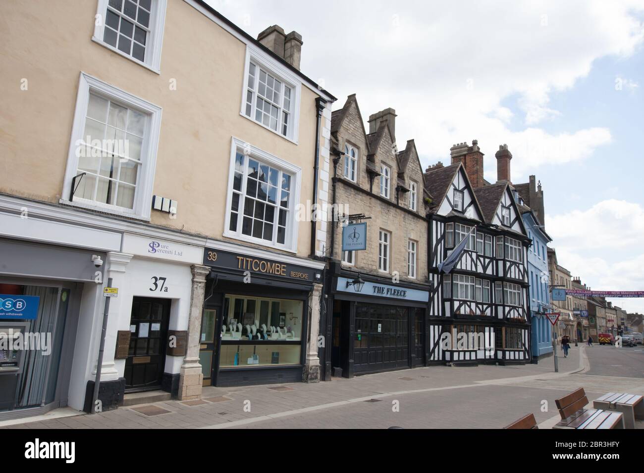 Shops and restaurants in Cirencester, Gloucestershire, UK Stock Photo