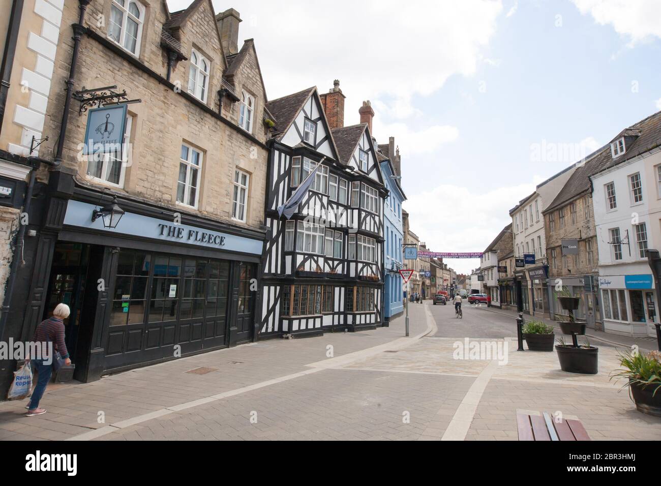 Shops and restaurants in Cirencester town centre in Gloucestershire, UK Stock Photo