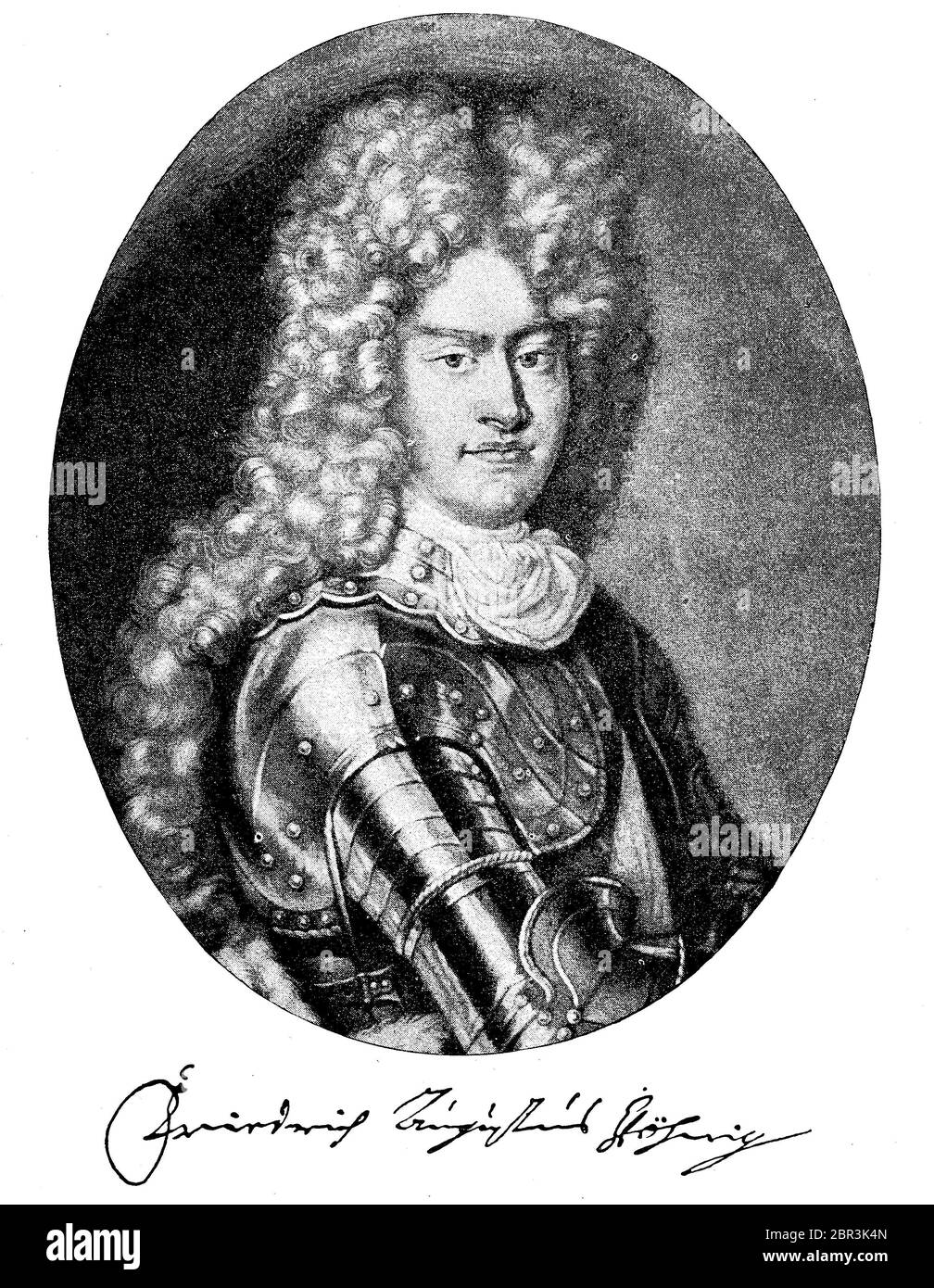 Frederick Augustus I of Saxony, called August the Strong, May 12, 1670 - February 1, 1733, from the Albertine line of the Wettin was from 1694 Elector and Duke of Saxony and from 1697 in personal union as Augustus II, King of Poland-Lithuania.  /  Friedrich August I. von Sachsen, genannt August der Starke, 12. Mai 1670 - 1. Februar 1733, aus der albertinischen Linie der Wettiner war ab 1694 Kurfürst und Herzog von Sachsen sowie ab 1697 in Personalunion als August II. König von Polen-Litauen, Historisch, historical, digital improved reproduction of an original from the 19th century / digitale R Stock Photo