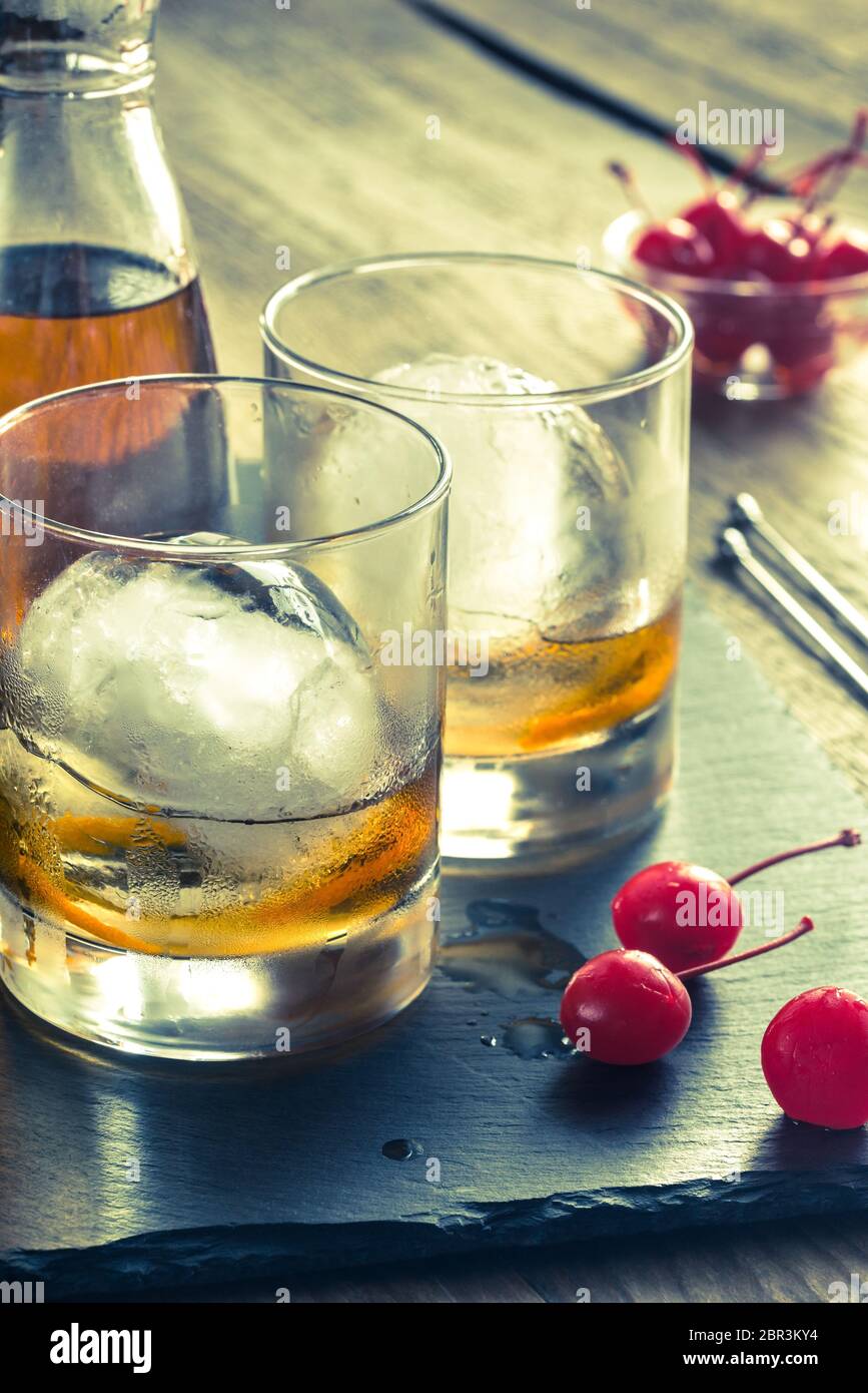 Old Fashioned Cocktails Stock Photo Alamy