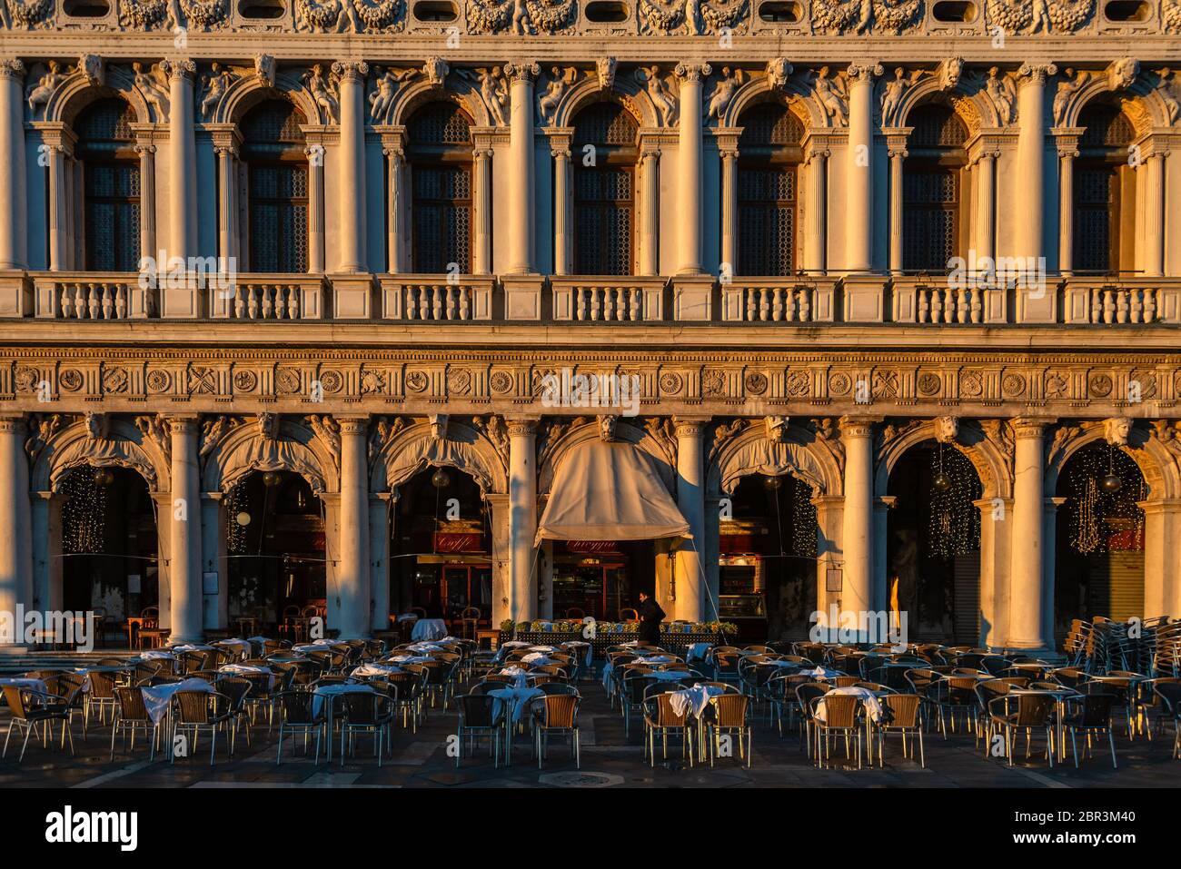 Cafe Florian on the Piazza San Marco or St Mark`s Square in Venice. It ...