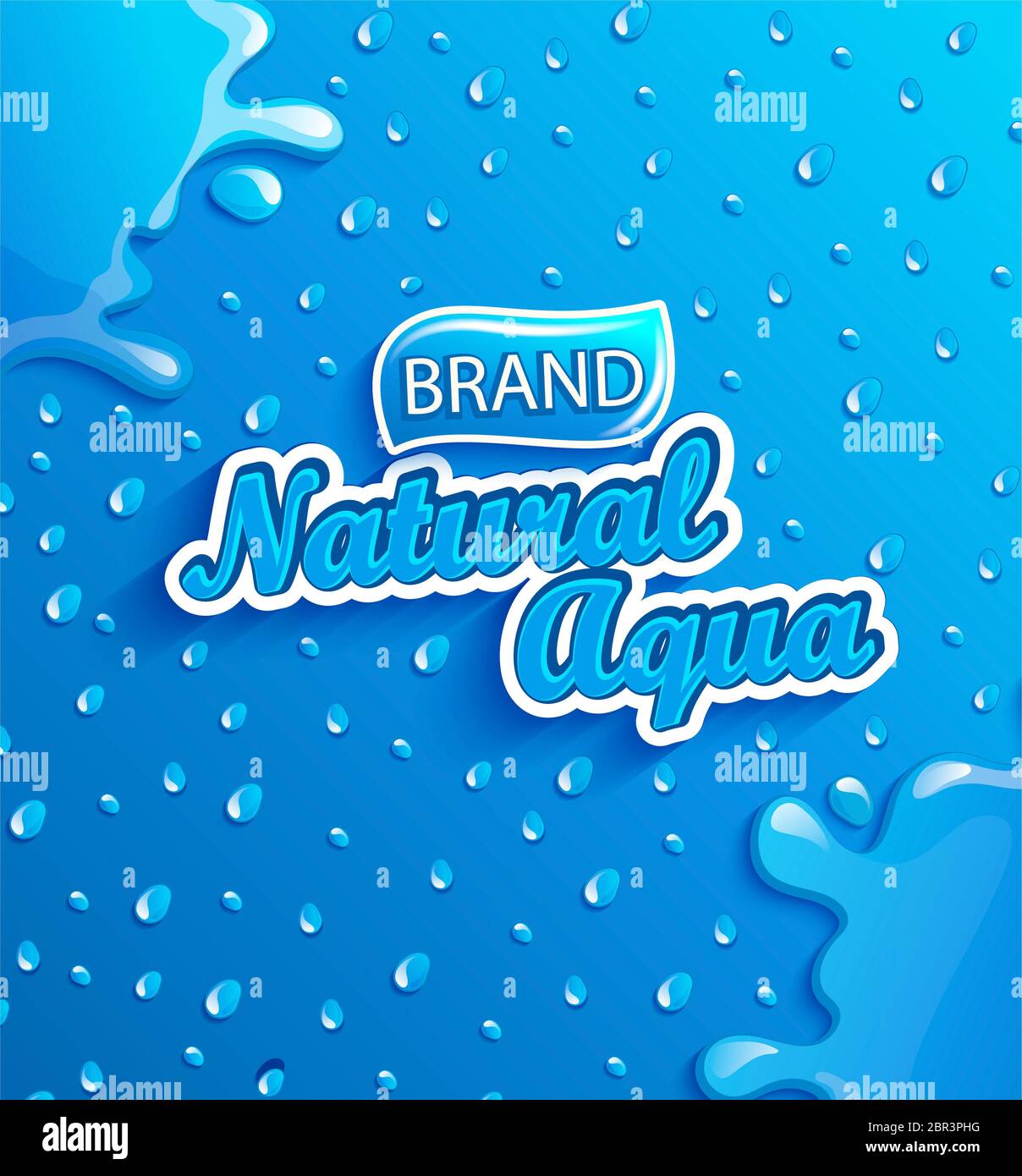 Fresh Clean And Natural Water Banner With Splash And Drops From Condensation On Gradient Blue Background For Brand L Ogo Template Label Emblem And Stock Photo Alamy
