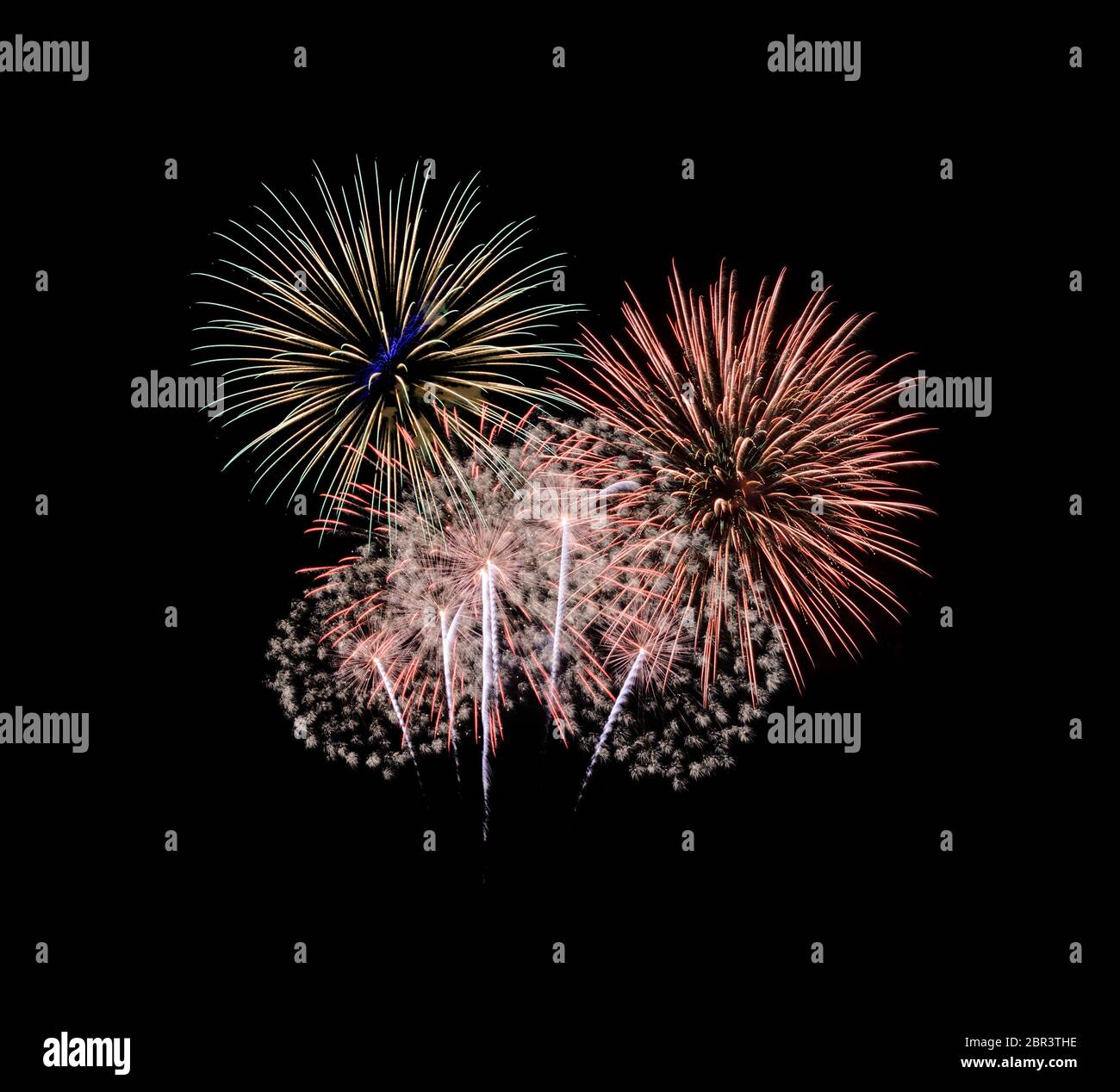 Colorful fireworks exploding in the night sky Stock Photo - Alamy