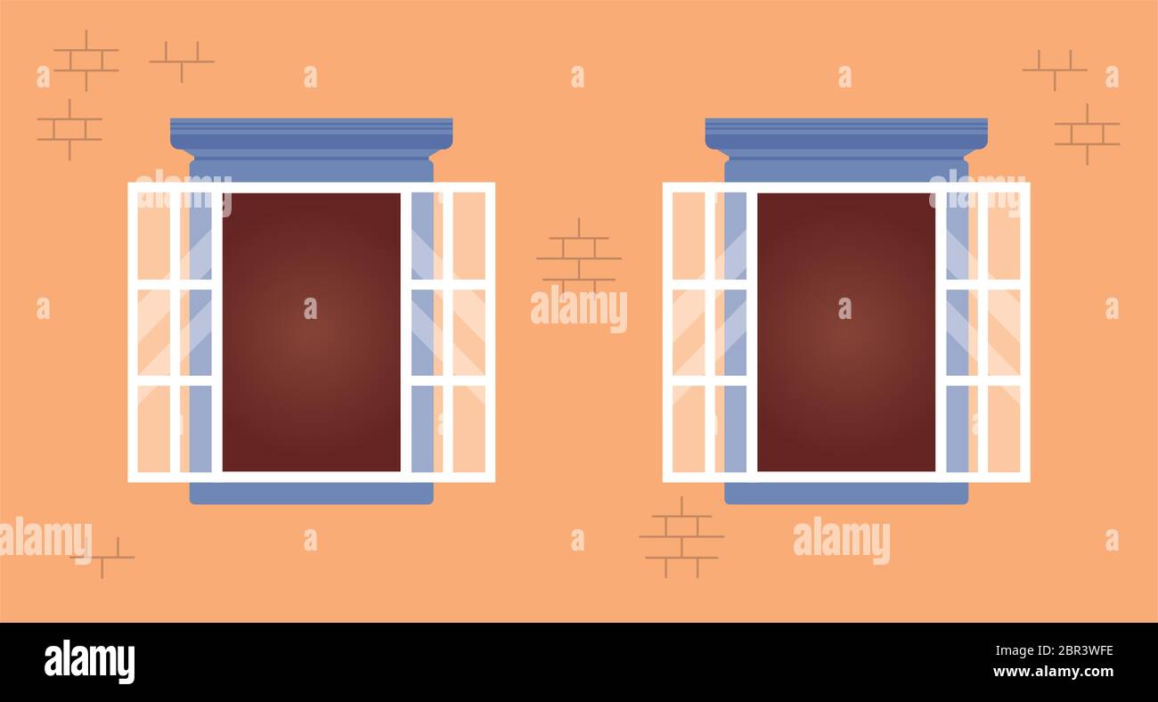 Isolated windows outside yellow building vector design Stock Vector ...