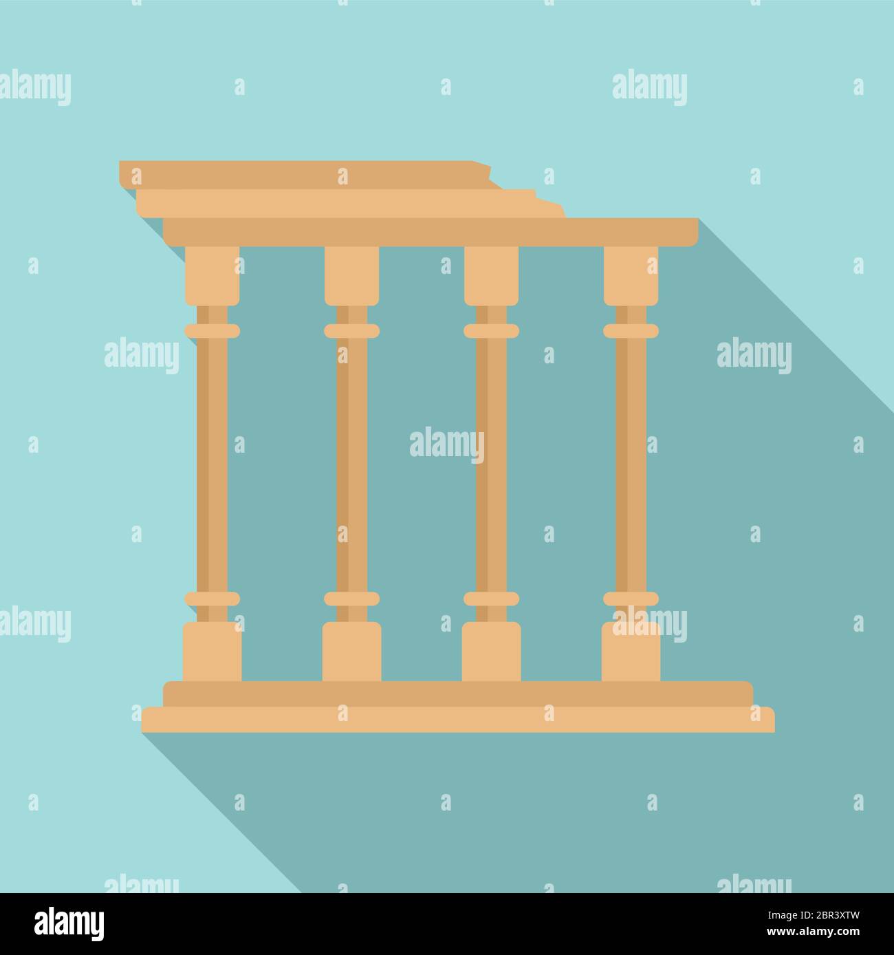 Turkish ancient columns icon. Flat illustration of turkish ancient ...