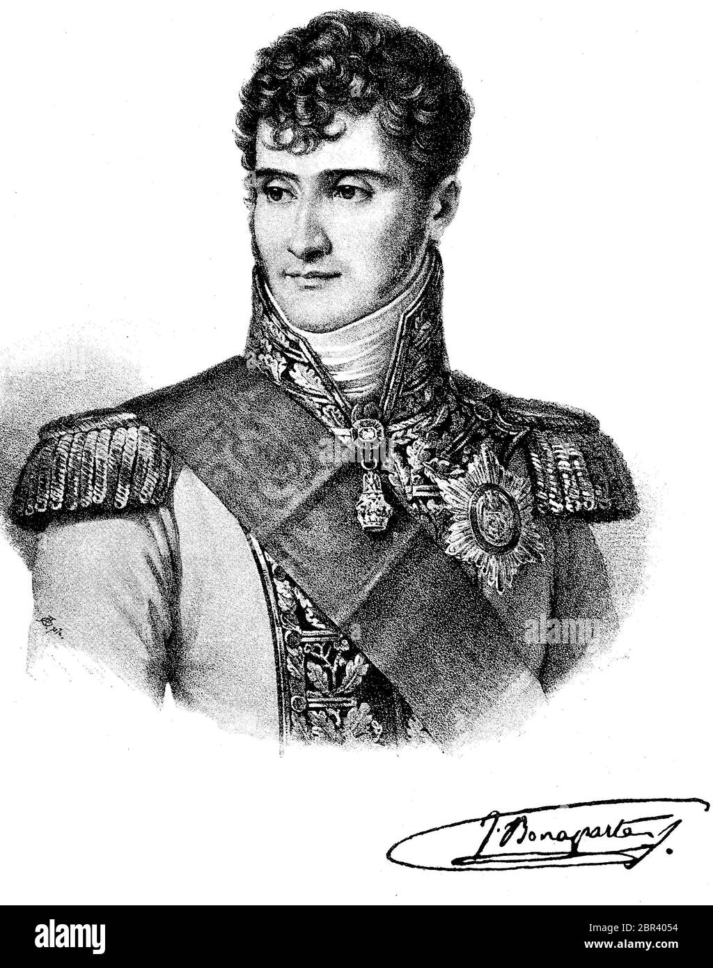 Jerome Bonaparte, November 15, 1784 - June 24, 1860, Girolamo Buonaparte was the youngest brother of Napoleon Bonaparte. From 1807 to 1813, he was king of the kingdom Westphalen, his official royal name there was Jerome Napoleon  /  Jerome Bonaparte, 15. November 1784 - 24. Juni 1860, Girolamo Buonaparte, war der jüngste Bruder Napoleon Bonapartes. Von 1807 bis 1813 war er König des Königreiches Westphalen, sein offizieller Königsname dort war Jerome Napoleon, Historisch, historical, digital improved reproduction of an original from the 19th century / digitale Reproduktion einer Originalvorlag Stock Photo