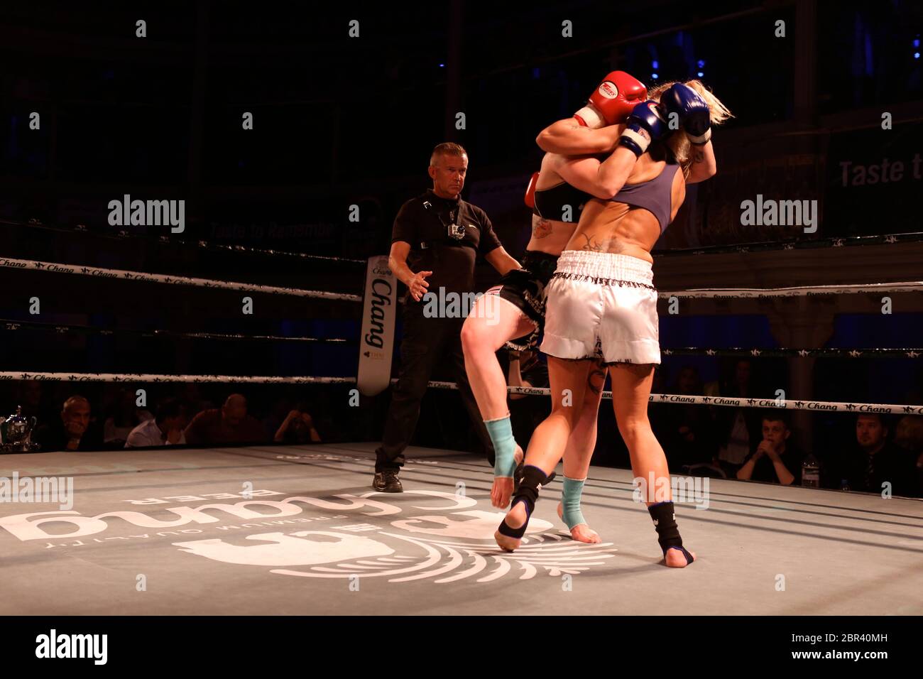 Muay Thai World Series National Chang Cup 2013. Championship involving the Worlds best Thai Thai boxers at the 02 Academy Bournemouth .Bournemouth's Muay Thai boxers took on the MuaThai boxers of the UK for the Chang Cup . Stock Photo