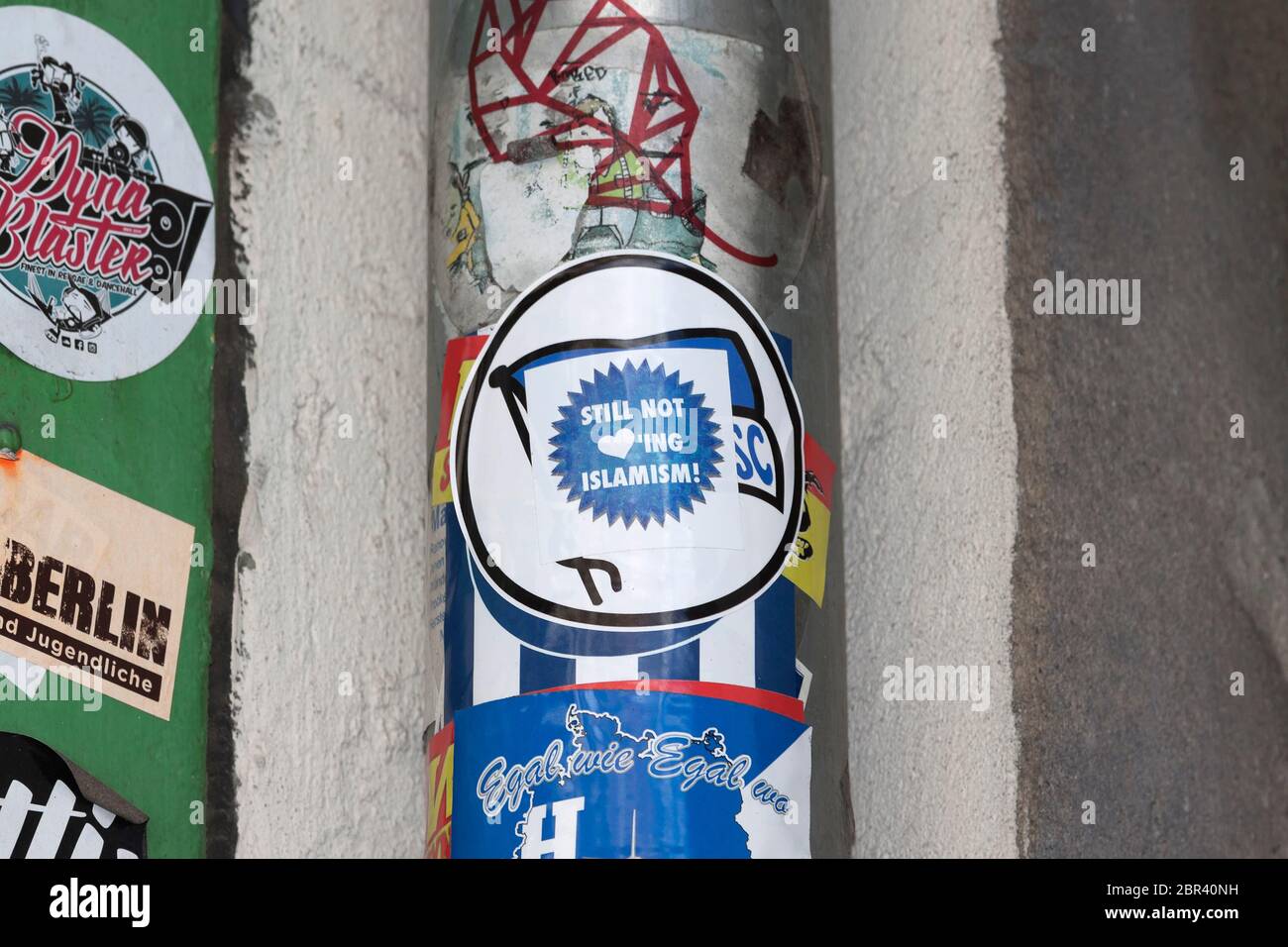 Sticker, still not loving Islamism, Berlin Stock Photo