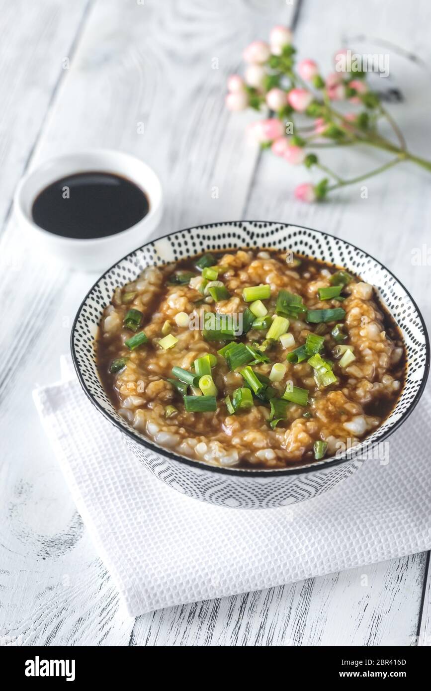 Asian Rice Porage Bowl of congee - Asian rice porridge Stock Photo - Alamy