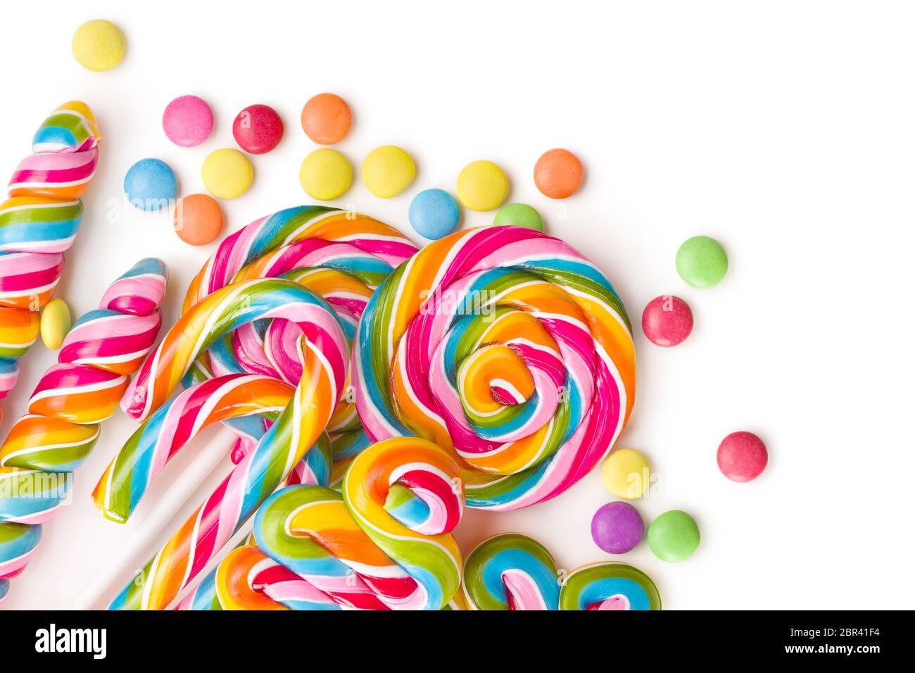 Set of colorful lollipops isolated on white background. Swirl lollipops ...